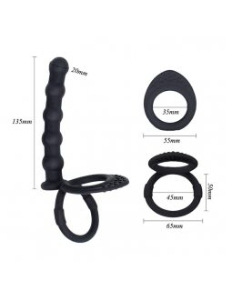 Двойное эрекционное кольцо с анальным фаллоимитатором 30088-foto2