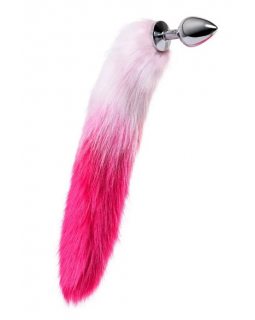 Анальная втулка Metal by TOYFA с бело-розовым хвостом, металл, серебряная, 45 см, Ø 3,3 см 712028-M Анальная втулка Metal by TOYFA с бело-розовым хвостом, металл, серебряная, 45 см, Ø 3,3 см 712028-M