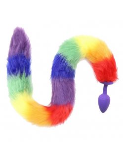 Анальная втулка с радужным длинным хвостом 30021 Анальная втулка с радужным длинным хвостом 30021